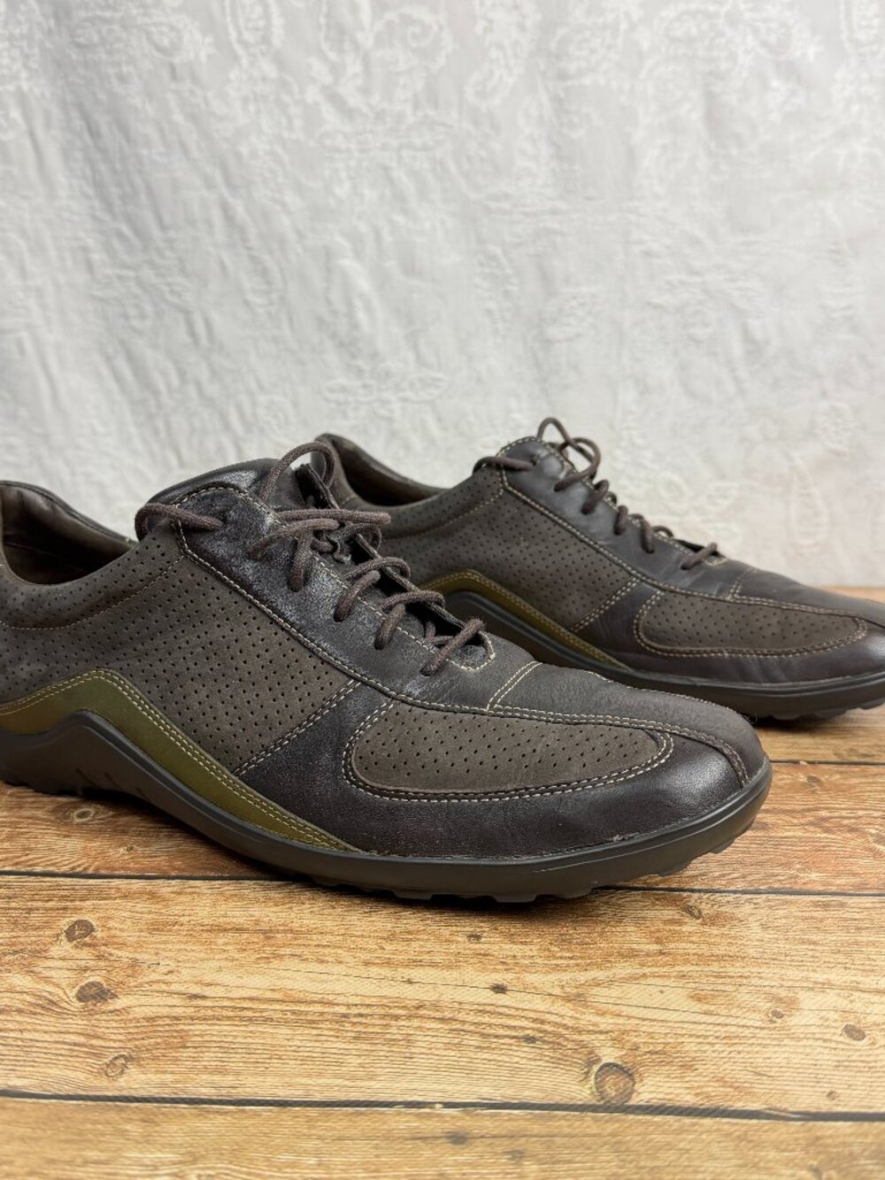 Cole Haan Men's Size 13 Brown Leather Perforated Lace-Up Casual Shoes Classic
